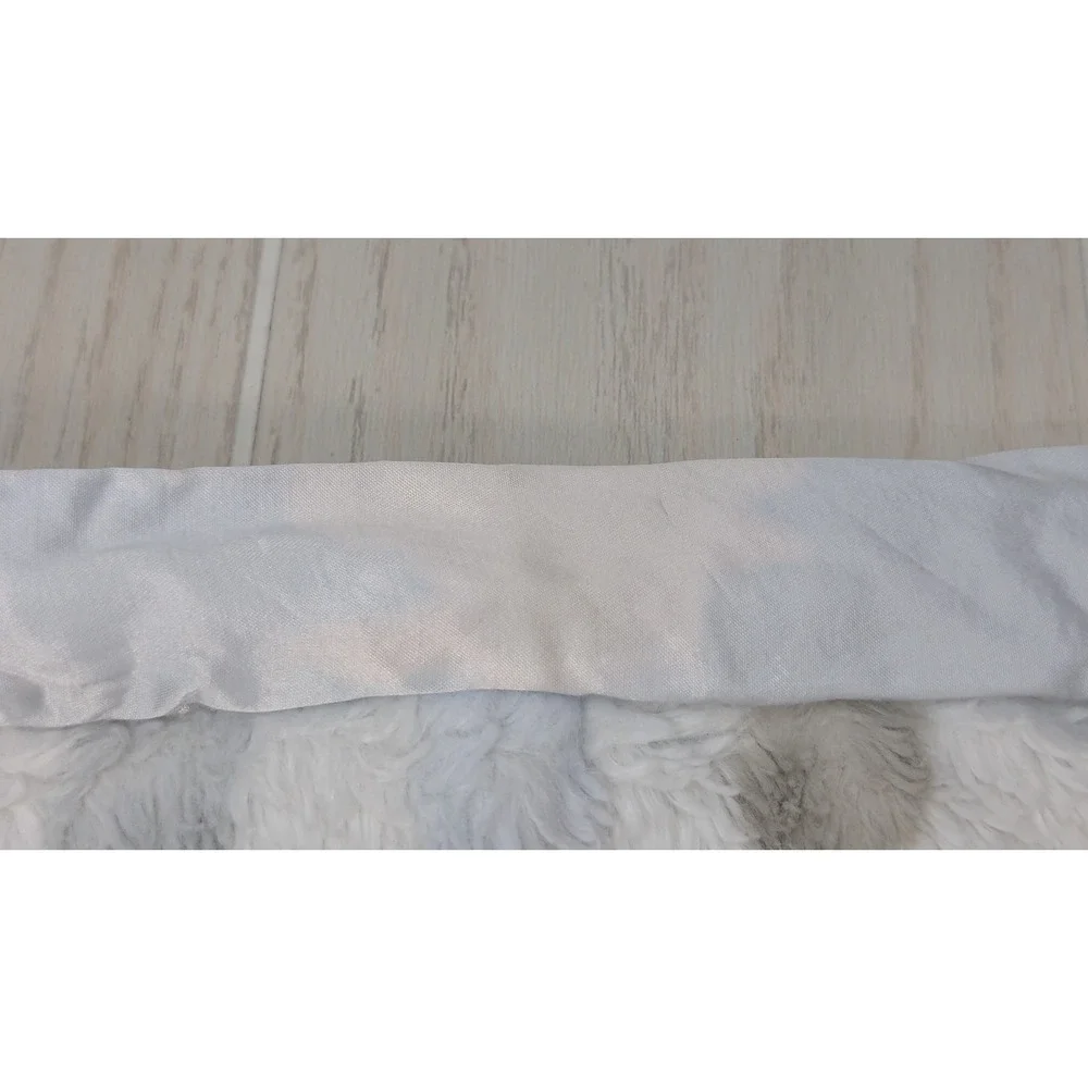 Little Giraffe Small Baby Blanket Blue Gray Tan Polka Dot Satin Trim USED 31x35